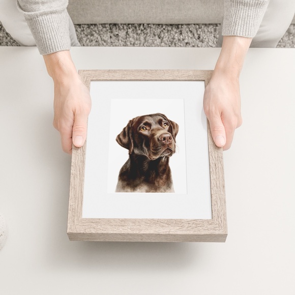 Watercolor Brown Labrador Retriever Dog Portrait Wall Art Print, Unframed - Picture 6 of 7